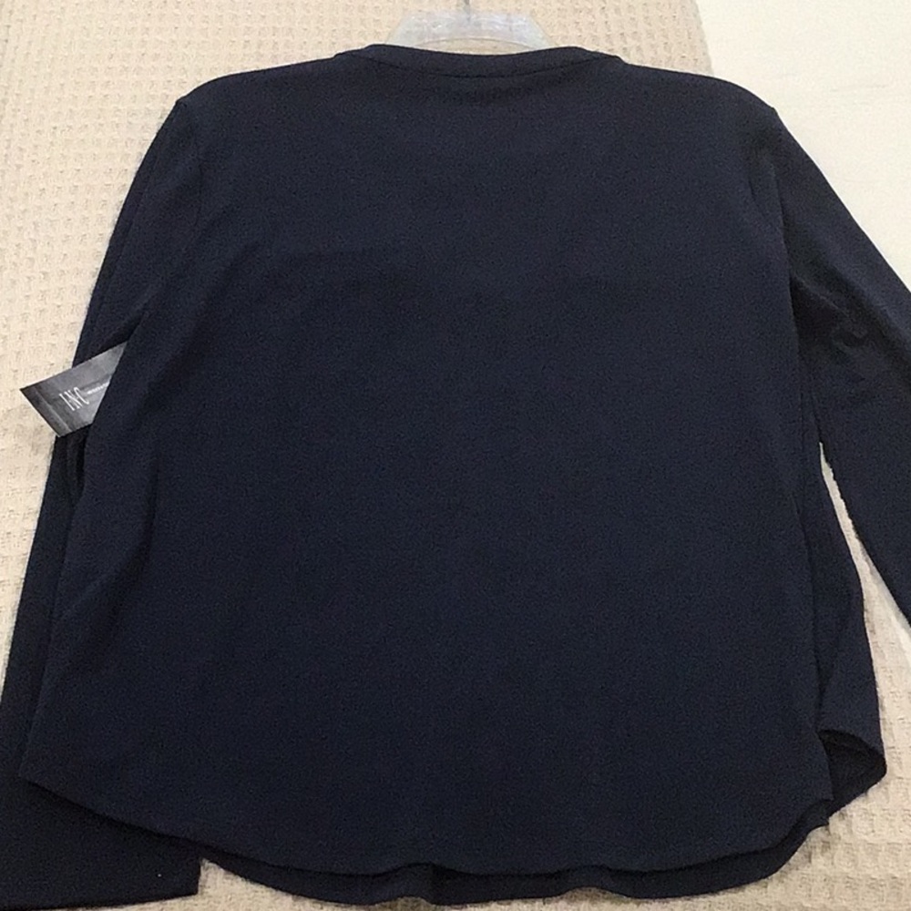 NWT I.N.C. Indigo/Navy Blue Women's Blouse with Zipper Details Size L - Picture 9 of 10